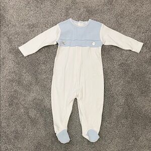 Miocotton Charming White and Blue Kids Footie NWT